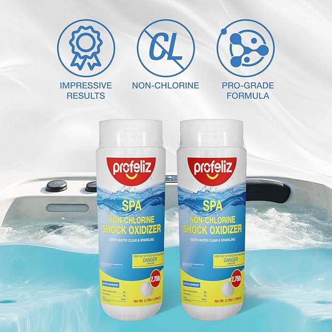 PROFELIZ Non Chlorine Shock Oxidizer, 2 Pack, 2.75 lbs per Bottle,Fast-Acting, Shock Oxidizer for Hot Tubs,Spas and Pools,5.5lb