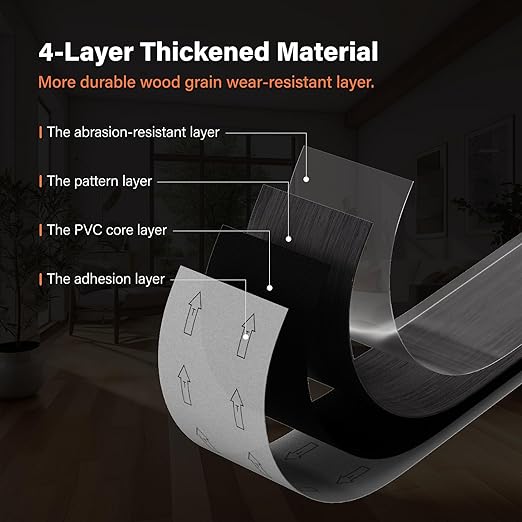 Peel and Stick Floor Tile, INMOZATA Self Adhesive Vinyl Plank Flooring Wood Grain Look 36-Pack 54 Sq.Ft Grey Waterproof Tile Sticker for Bedroom, Living Room, Kitchen, RV (Dull Gray)