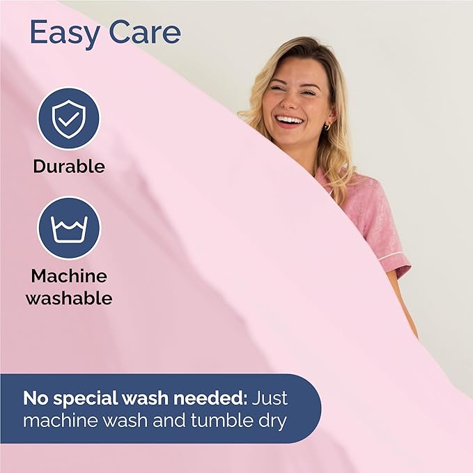 Twin XL 4 Piece Sheet Set - Comfy Breathable & Cooling - Ultra Soft Hotel Luxury Bedding Set w/ 8-16 Inch Deep Pockets - 1 Flat & 1 Fitted Sheet & 2 Pillowcases - Wrinkle Free & Easy Care - Light Pink