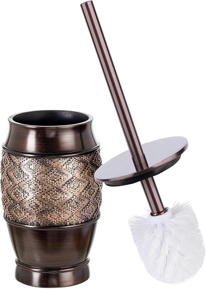 Creative Scents Dublin Toilet Brush Set - Toilet Bowl Cleaner Brush and Holder - Decorative Toilet Bowl Scrubber - Space Saving Design 5" x 5" x 15"H, Contemporary Toilet Bowl Cleaner (Brown)