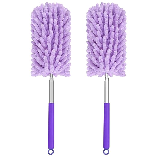 TIMIVO Mini Duster for Cleaning, 360° Bendable Hand Dusters with Extension Pole, Washable Small Duster for Car Interior, Office, Furniture