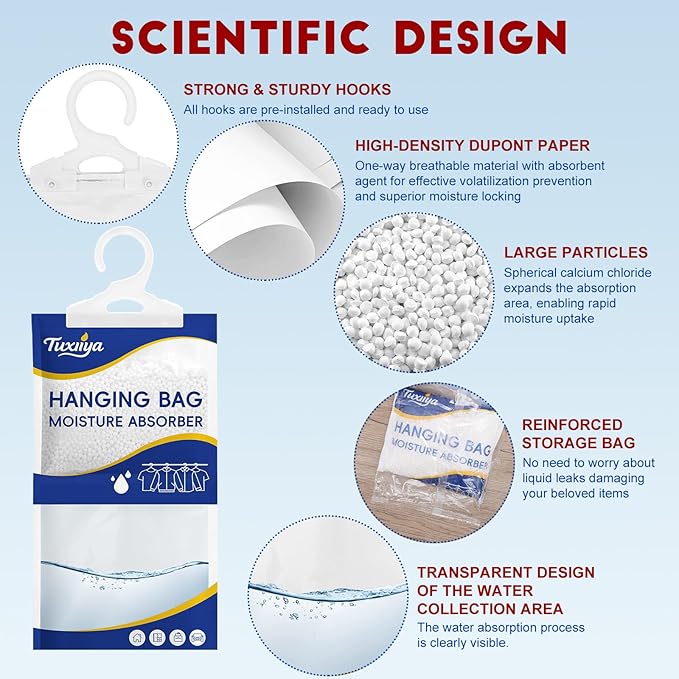 Moisture Absorbers 20 Pack,Hanging Closet Dehumidifier Bags,Moisture Absorbing Bags, Desiccant,Moisture Absorbing Bags for Closet,Wardrobes,Bedrooms, Bathrooms
