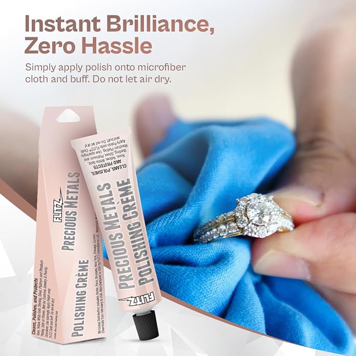 Flitz Precious Metals Polishing Creme - 1.76oz Tube of USA-Made Gold and Sterling Silver Jewelry Cleaner and Polish - Diamond Ring Cleaner to Remove and Protect Against Tarnish