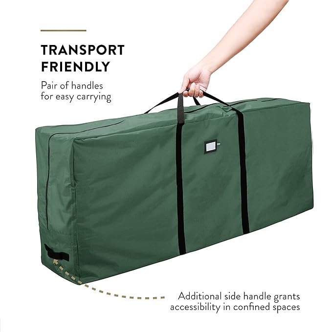 ZOBER Christmas Tree Storage Bag - With 2 Ornaments Accessories/Garland Bags - Fits 9 Ft Trees - 600D Oxford Fabric Christmas Tree Bag For Storage Box For Xmas - Strong, Durable Handles - Green