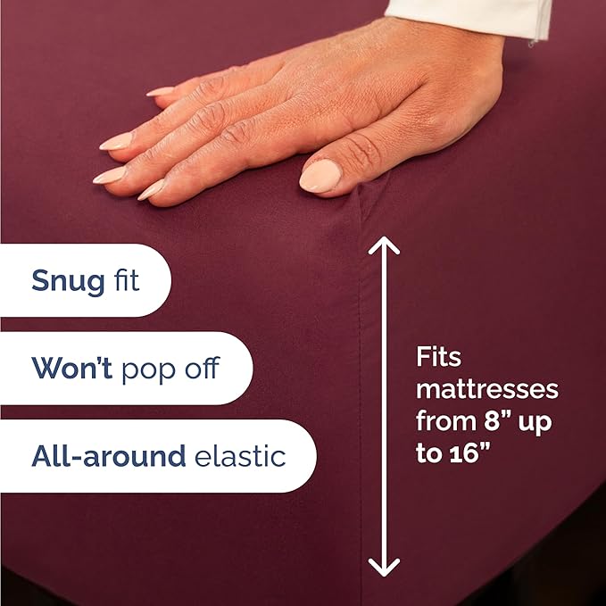 Twin 4 Piece Sheet Set - Comfy Breathable & Cooling - Ultra Soft Hotel Luxury Bedding Set w/ 8-16 Inch Deep Pockets - 1 Flat & 1 Fitted Sheet & 2 Pillowcases - Wrinkle Free and Easy Care - Burgundy