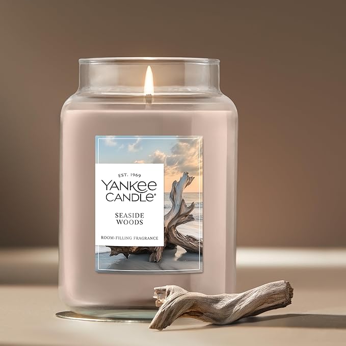 Yankee Candle Seaside Woods, Scented Candle, 22oz Large Jar with up to 150 Hour Burn Time, Giftable