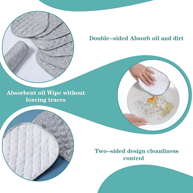 10Pcs Wire Dishwashing Cloth Multipurpose Non Scratch Wire Dishcloth Cleaning Rags with Multi-Layer Cotton Thread Reusable Metal Dish Cloth for Dishes Kitchen Cleaning