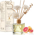 Grapefruit Reed Diffuser Set - 6.7 oz Glass Bottle with 4 Rattan Sticks, 3 Dried Flowers | Adjustable, Long-Lasting Scent for Home, Bedroom, Living Room, Office, Bathroom | Aromatherapy Gift Set