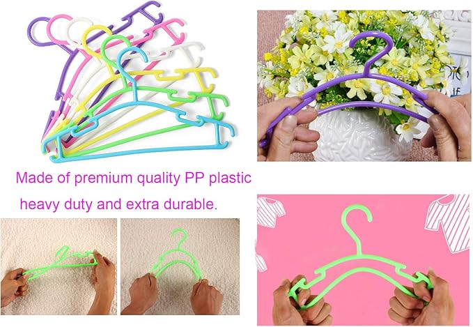 YYaaloa Kids Hangers - 10 Pack White Plastic Baby & Toddler Hangers, Very Durable, Space Saving for 1inch Closet Rod