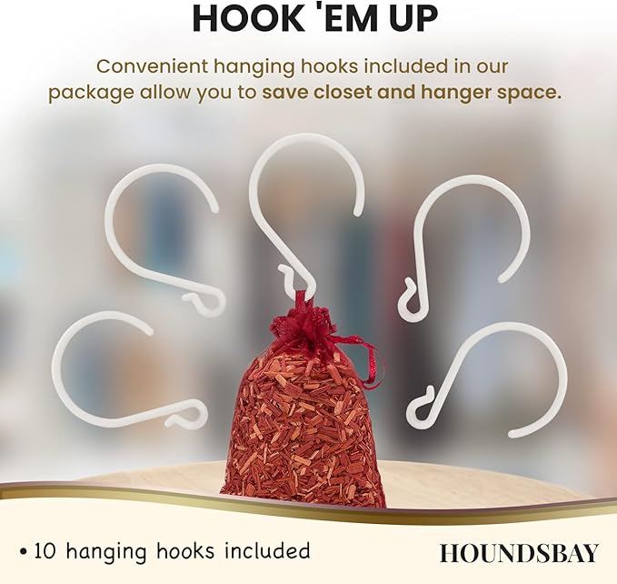 Cedar Sachet Bags, Fully Stuffed Scented Sachets with Hanger Hooks, Perfect for Closets, Drawers, Cars, Gym Bags, or Anyplace That Needs to Smell Better - Cedar Blocks for Clothes Storage