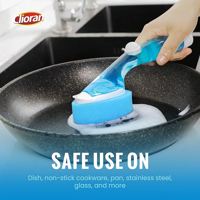 Clioran Leak Proof Dishwand Refills with Scrub Dots,Non Scratch Sponge Heads for Dish Wand,20% Thicker Heavy-Duty Scrubber Replacement,Fits Most Handles,Works with All Dish Soaps,Ideal for Kitchen