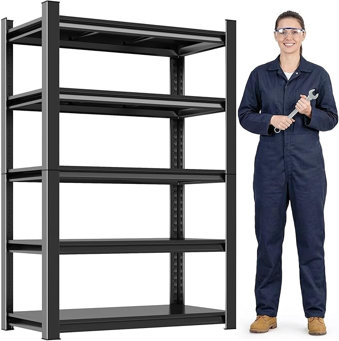 Notmise Garage Shelving, Industrial Metal Unit 2400Lbs - 5-Tier Adjustable Storage, Easy Assembly for Pantry, Garage, Warehouse (63" H x 36" W x 16" D)