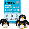 Smart Sheep Wool Dryer Balls - 6-Pack - XL Premium Natural Fabric Softener Award-Winning - Wool Balls Replaces Dryer Sheets - Wool Balls for Dryer - Laundry Balls for Dryer (Marching Penguins)