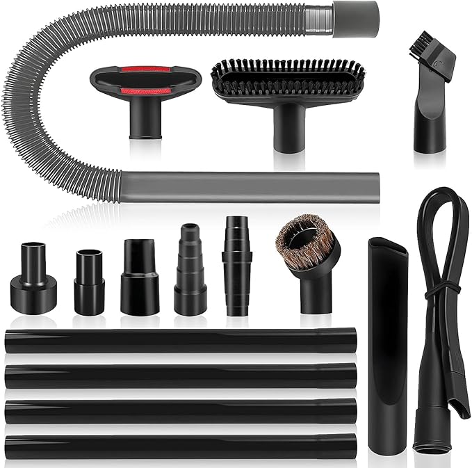 16-Piece 1 1/4 Inch(32mm) Vacuum Attachments Cleaning Kit With Vacuum Extension Wand/Dryer Lint Vac Attachment/Flexible Crevice Tool