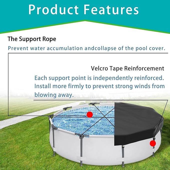 18FT Pool Covers for Above Ground Pools, Safana Round Pool Winter Cover, Tear Resistant Fabric Swimming Pool Covers, Superior Strength & Durability, Prevent Leaves, UV Resistance, Prevent from Debris