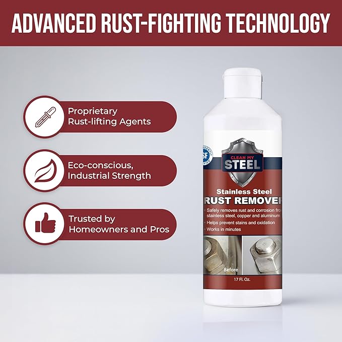 Stainless Steel Rust Remover and Stain Cleaner | NSF Approved | Non-Toxic & Food Safe | Quickly Cleans Commercial Equipment, Appliances, Grills, Sinks, and Tools - 1 liter