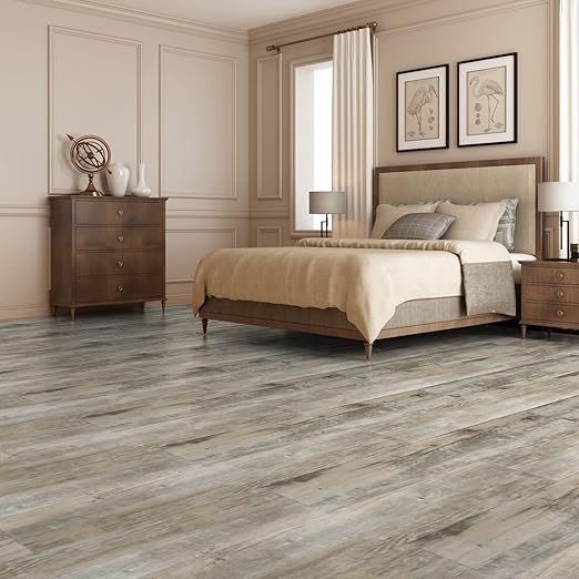 Art3d 36-Pack 54 Sq.ft Peel and Stick Floor Tiles Vinyl Plank Flooring Wood Look, Adhesive and Waterproof Tile Sticker for Bedroom, Living Room, Kitchen, RV in Old Wood