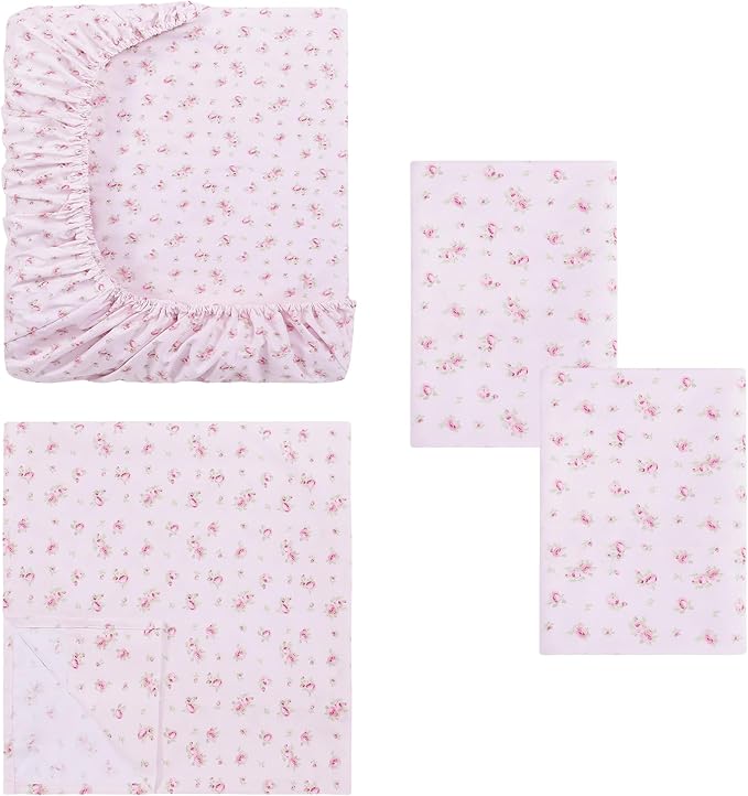 Modern Threads Silky Soft Microfiber and Wrinkle Free Sheets - Luxurious Microfiber Bed Sheets Includes Flat Sheet, Fitted Sheet with Deep Pockets, & Pillowcases Blush, Twin