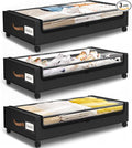 Under Bed Storage with Wheels 3Pack Storage Containers with Clear Window&Label Under Bed Drawers Rolling Under Bed Storage for Clothes,Shoes, Blankets (30.71 x 16.93 x 6.69 in, Black)
