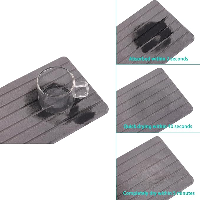 NiuYichee 2 PCS Water Absorbent Diatomite Coasters Rectangle, Grooved Design, Water Absorbing Stone Used for Hand Soaps & Plants & toiletries in The Modern Home