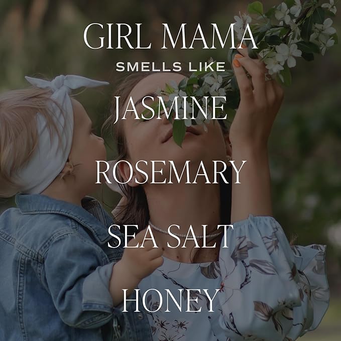 Sweet Water Decor, Girl Mama Candle – Lemon, Rosemary, Jasmine, and Amber Scented Soy Wax Candle for Moms of Girls – 9oz Clear Jar with Gold Lid, 40+ Hour Burn Time, Made in The USA