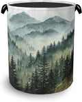 Mountains Forests Laundry Hamper,Dirty Clothes Laundry Basket with Handles Waterproof Oxford Cloth Storage Basket for College Dorms Bathroom Bedroom 16" x 20.8"