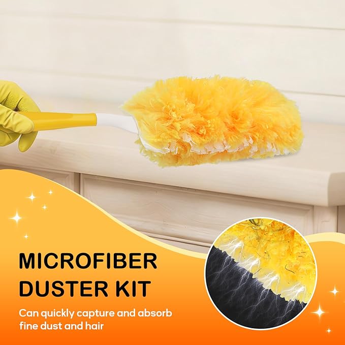 SetSail Dusters for Cleaning 30 Count Duster Refills with 1 Handle Disposable Duster Refill Multi Surface 360 Duster Cleaner Kit for Ceiling Fan, Blind, Furniture
