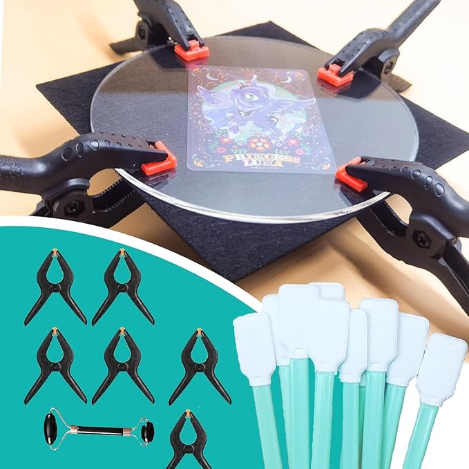 Rneswi 234 Pcs Card Cleaning Kit，10-in-1 Polishing 、Card Flattening Kit，Trading Card Cleaning with Fixing Jig and EVA Shaping Foam，for Rated Card Care