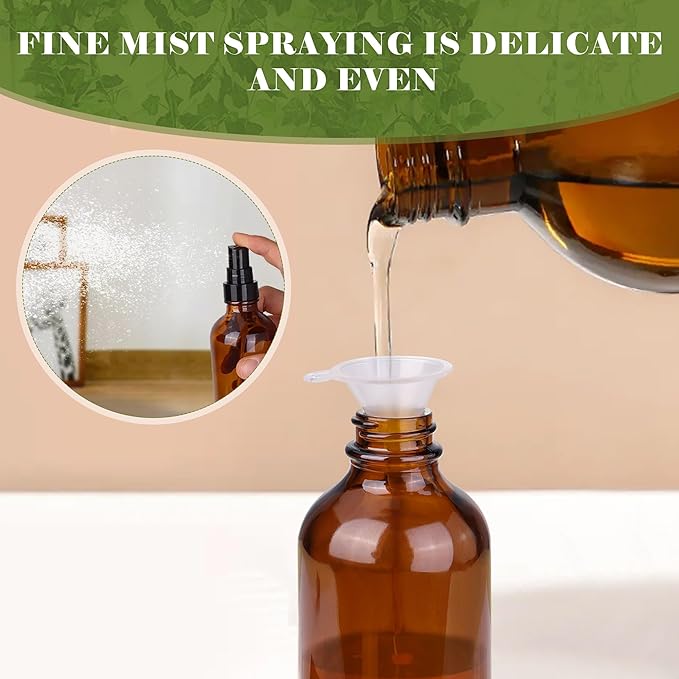 4oz Amber Glass Spray Bottles Mist Sprayer Set of 24,Empty Small Spray Bottle Fine Mist Spray Refillable Containers,Mini Travel Bottle Spray Bottle Make Perfect Oil,Perfume,Body Sprays