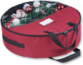 Christmas Wreath Storage Bag 30 inch Christmas Decoration Container with Transparent Window Garland Storage Bag with Three Handles Double Zipper (red) (30")