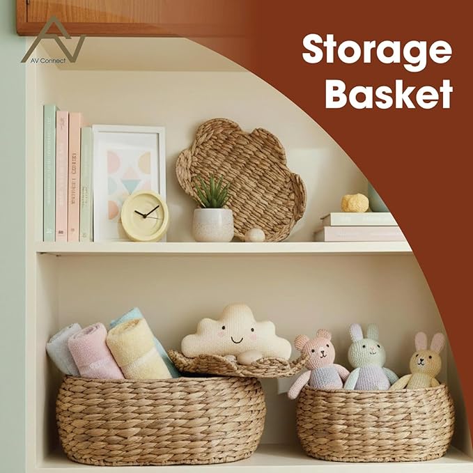 Boho Rattan Basket Set of 2, Scalloped Wicker Storage Baskets with Lids, Handwoven Woven Storage Basket Decorative Basket, Vintage Picnic Basket, Wicker Bread Basket, Natural Decorative Storage