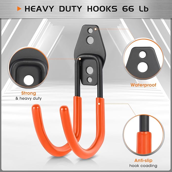 Hose Hanger Wall Mount 2 Pack,Heavy Duty Hose Holder with Screws Metal Hose Hangers for Outside,Hose Rack Suitable for Garage,Garden and Yard