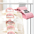 UEAKPIC Velvet Felt Stackable Hangers 50 Pack, Non Slip, with 360°Swivel Hook, Ultra Thin and Space Saving for Suits, Shirts, Coats, 15Lbs Capacity Heavy Duty, Pink