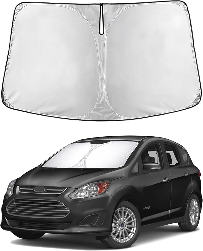 EcoNour Windshield Sunshade for Ford C-Max 2013–2019 | Custom Fit Front Window Sun Shade | Blocks Harmful UV Rays & Reduces Heat | Foldable Sun Visor with Storage Pouch