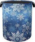 Winter Snowflakes Large Clothes Hamper Bag - Laundry Basket with Handles, Space Saving Foldable Design for Nursery