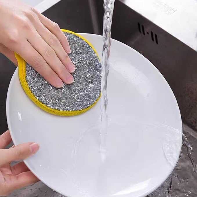 Anphly Kitchen Double-Sided Dishwashing Sponge Scrubber for Pots and Pans Cleaning Cloth Household Dishcloth Scouring Pad Pink 10 pcs Yellow 10 pcs