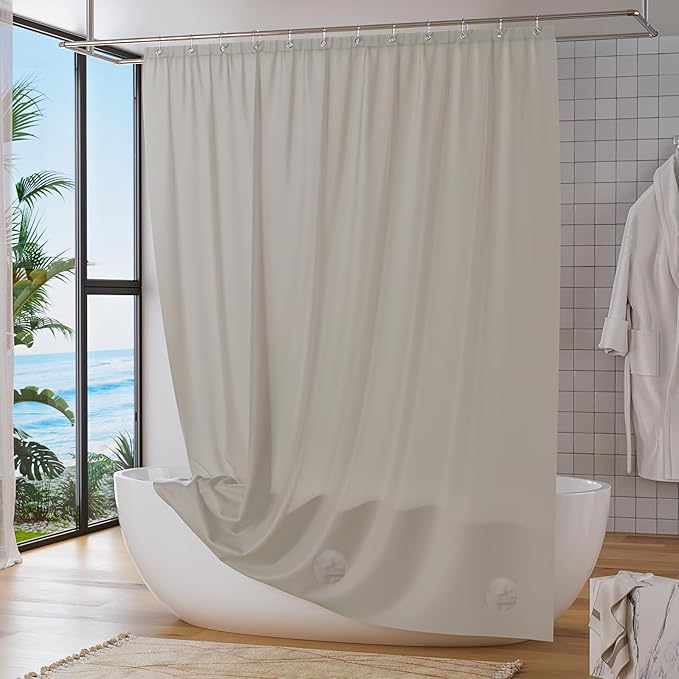 Titanker Shower Curtain Liner 72x72 Tan Shower Liner Lightweight PEVA Shower Curtains for Bathroom, Waterproof Shower Liner with Magnets and Rustproof Grommet Holes