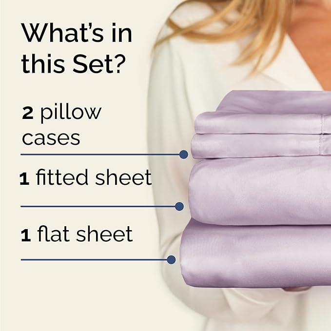Twin 4 Piece Sheet Set - Comfy Breathable & Cooling - Soft Hotel Luxury Bedding Set with 8-16 Inch Deep Pockets - 1 Flat & 1 Fitted Sheet & 2 Pillowcases - Wrinkle Free & Easy Care - Light Lavender