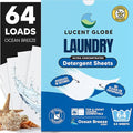 Lucent Globe Laundry Detergent Sheets. Pre-Measured Laundry Sheets. Powerful Stain Removal. Works in All Clothes Washers. (1 Pack - 64 Washes, Ocean Breeze)