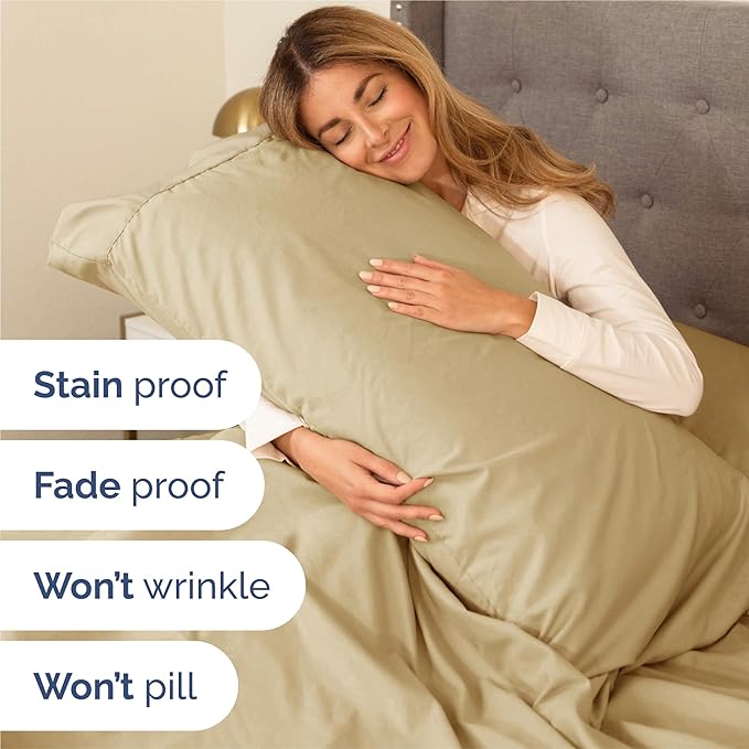 Cal King 6 Piece Sheet Set - Comfy Breathable & Cooling - Ultra-Soft Hotel Luxury Bedding Set with 8-16 Inch Deep Pockets - 1 Flat & 1 Fitted Sheet & 4 Pillowcases - Wrinkle Free & Easy Care - Beige