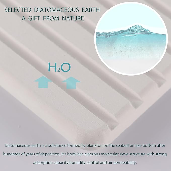 NiuYichee 2 PCS Water Absorbent Diatomite Coasters (9.5" x 5.5"), Grooved Design, Water Absorbing Stone Used for Hand Soaps & Plants & toiletries in The Modern Home