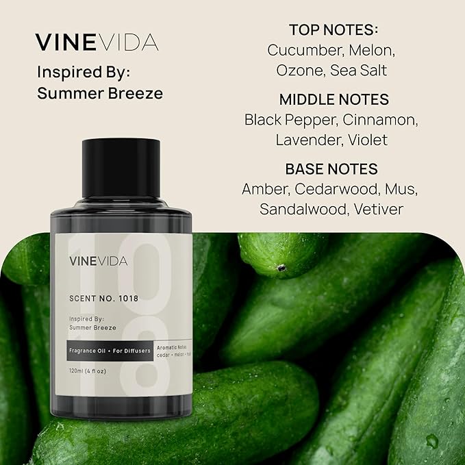 VINEVIDA Summer Collection (Pack of 4) - Diffuser Fragrance Oil Set - Cold Air Diffuser Oil