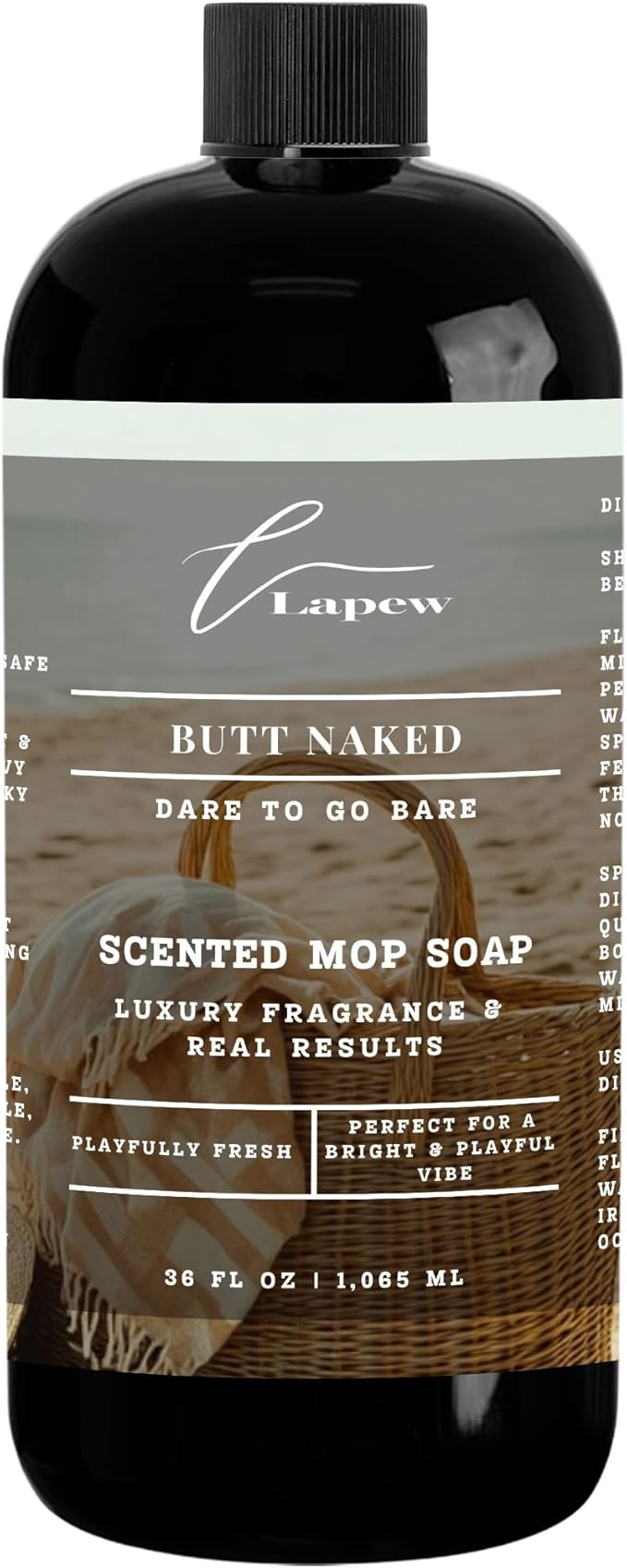 Lapew Butt Naked Scented Mop Soap Concentrate 36 oz | Premium Fragranced Floor Cleaner | Streak-Free | Hard Floor Cleaning Solution | Eco Friendly | Made in USA
