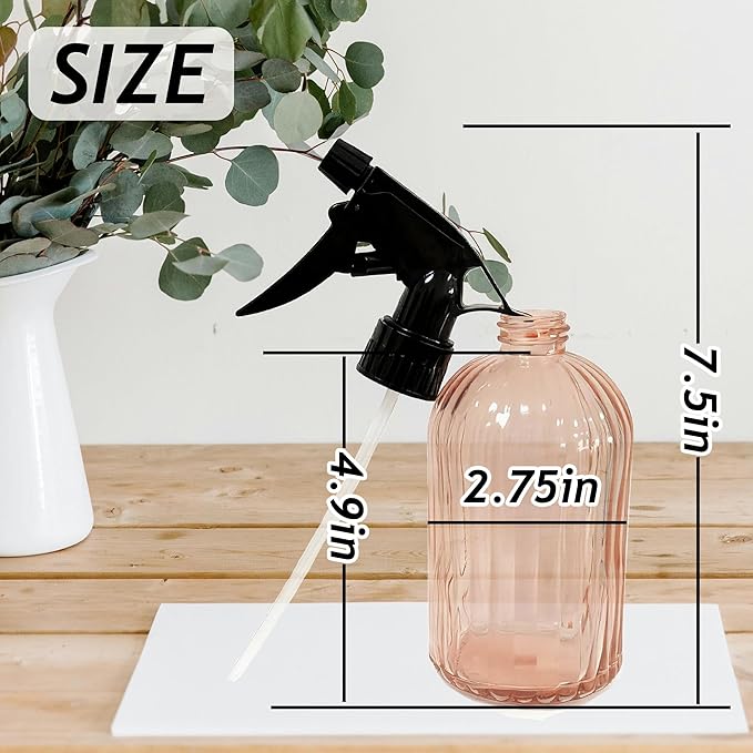 Glass Plant Spray Bottle, 13.5oz Refillable Plant Mister Bottle, Handheld Water Spray Bottle with Adjustable Mist Nozzle for Outdoor Gardening, Indoor Flowers, Cleaning, Hair & Pets Care (Orange)