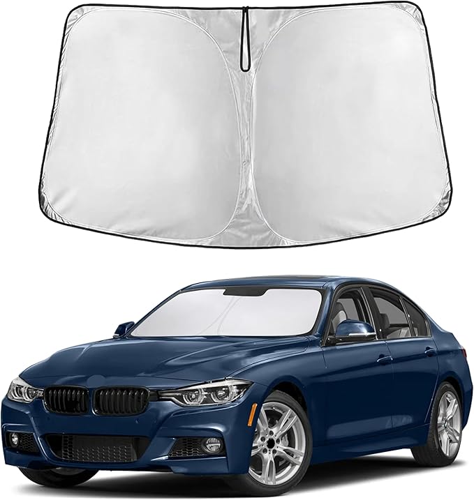 EcoNour Windshield Sun Shade Compatible for BMW 3 Series 2013–2018 | Sedan Front Window Sunshade | Foldable Sun Visor Protector | Blocks UV Rays & Reduces Cabin Heat
