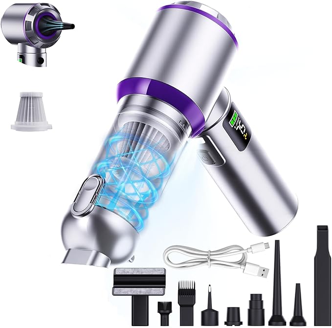 Olubfdh Car Vacuum Cleaner Portable, 22000PA High Power Handheld Vacuum Cordless with Brushless Motor & LED Light, Small Vacuum for Car, Home, Pet, Office