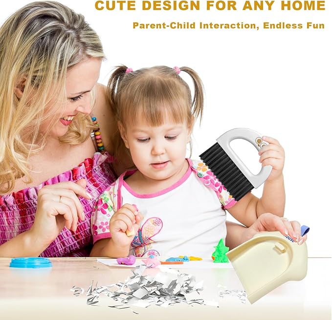 Small Dustpan and Broom Set,Mini Handheld Dust pan with Cleaning Brush Set for Home Desktop, Sofa,Office,Keyboards, Pet Care Household,Camping (Yellow)