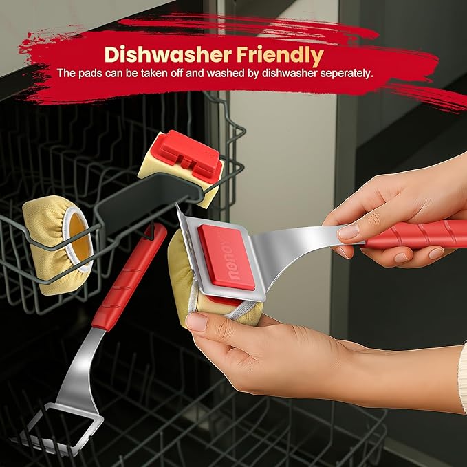 nonoYif Grill Brush Bristle Free + 5 Replaceable Pads, Steam Grill Brush for Outdoor Grill, BBQ Grill Brush and Scraper for Cast Iron/Stainless Steel Grates, Safe Grill Cleaner Brush, Gift for Men Dad