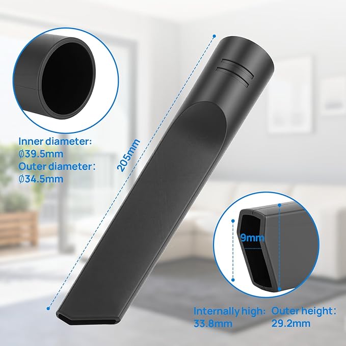 Tbest Universal Vacuum Crevice Tool, 35mm Flat Cleaner Nozzle for Car Detailing & Hard to Reach Areas, Durable Flexible Vacuum Attachment for Sofa, Keyboard, Vents, Under Furniture