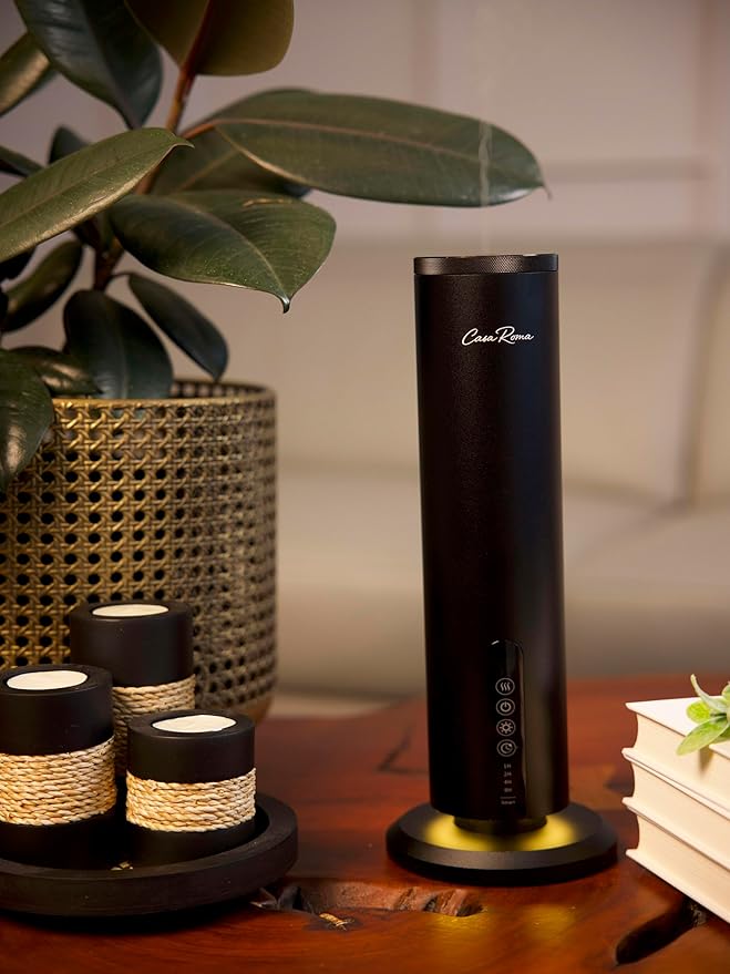 Alto Luxury Table-Top Aroma Oil Diffuser – Waterless Cold-Air Scent Machine with Bluetooth & Touch Panel, Rechargeable Battery, 120ml Cartridge – Black, Up to 1,000 sq. ft